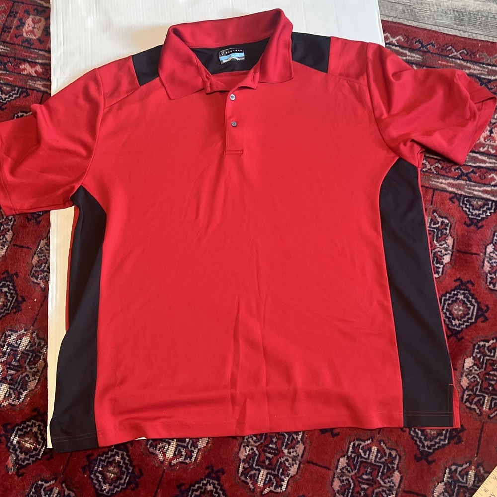 PGA Tour Polo Shirt Mens 3XLT Red Short Sleeve Golf Black Accent Stripe Airflux
